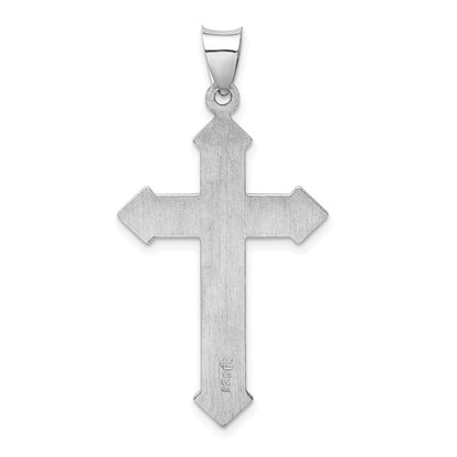 Sterlingsilber Rhodiniert Strukturiert & Poliert Kreuz Anhänger