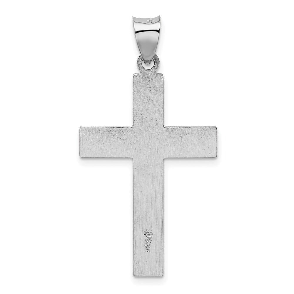 Sterlingsilber Rhodiniert Satiniert & Poliert Lateinisch Kreuz Anhänger