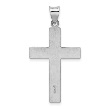 Sterlingsilber Rhodiniert Satiniert & Poliert Lateinisch Kreuz Anhänger