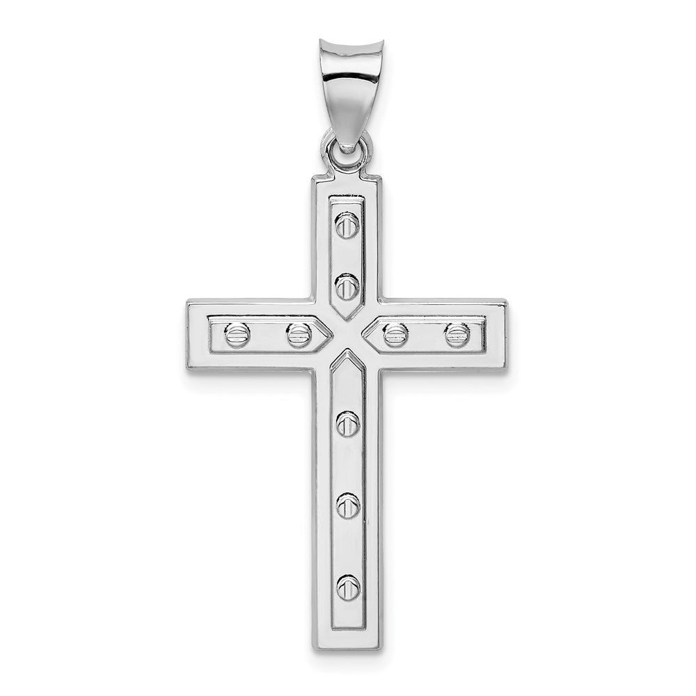 Sterlingsilber Rhodiniert Satiniert & Poliert Lateinisch Kreuz Anhänger