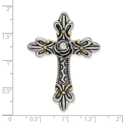 Sterlingsilber Vergoldet Zirkonia Antikisiert Kreuz Anhänger
