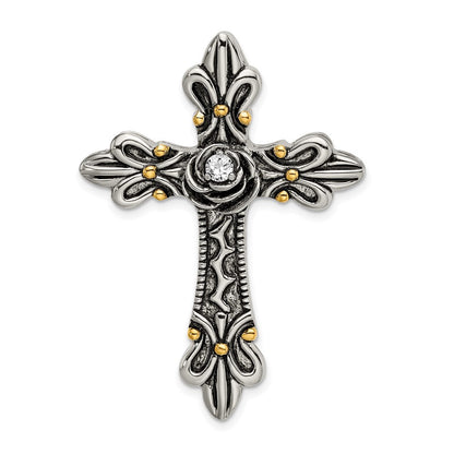 Sterlingsilber Vergoldet Zirkonia Antikisiert Kreuz Anhänger