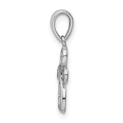 Sterlingsilber Rhodiniert Emaille & Glitzer Stoff Kreuz Anhänger