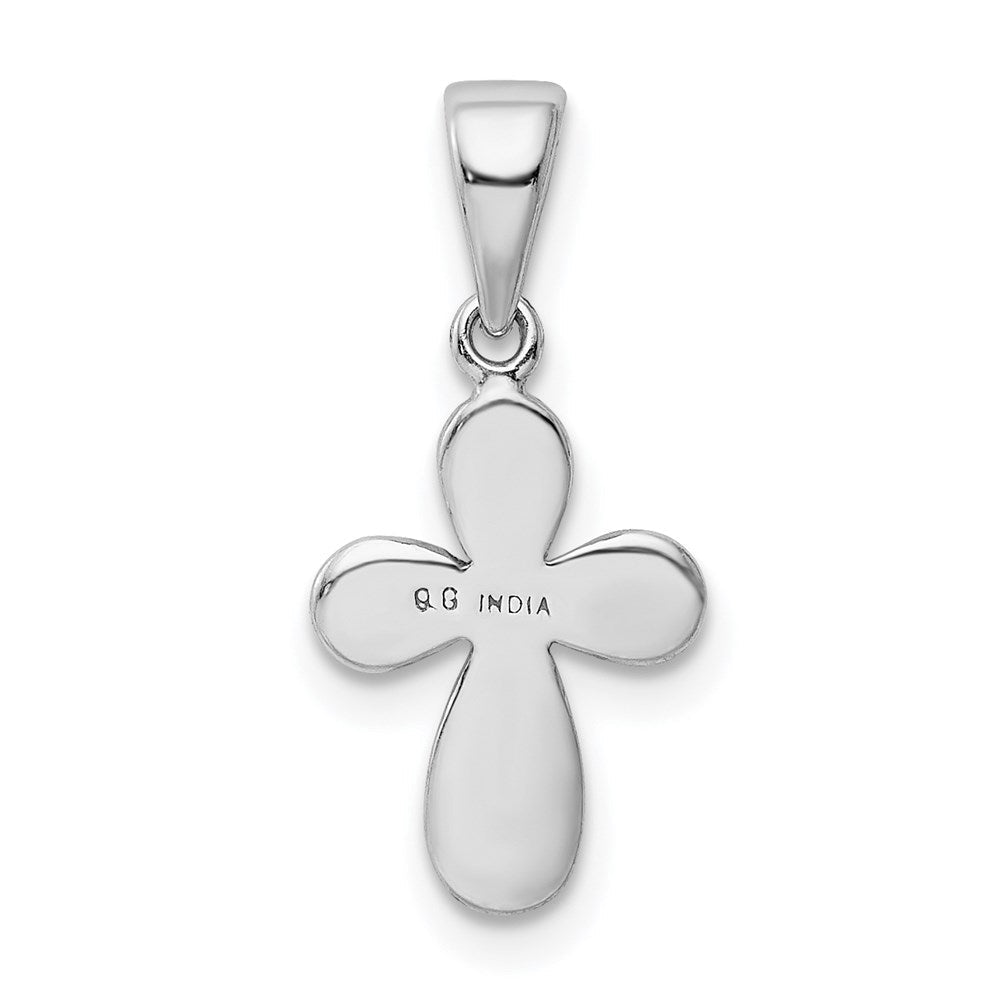 Sterlingsilber Rhodiniert Emaille & Glitzer Stoff Kreuz Anhänger