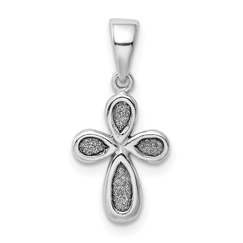 Sterlingsilber Rhodiniert Emaille & Glitzer Stoff Kreuz Anhänger