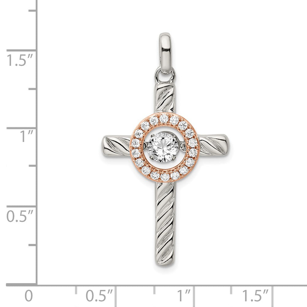 Sterlingsilber Platin-plate Rose & Goldfarben Lebhaft Swar Zirconia Kreuz Pen