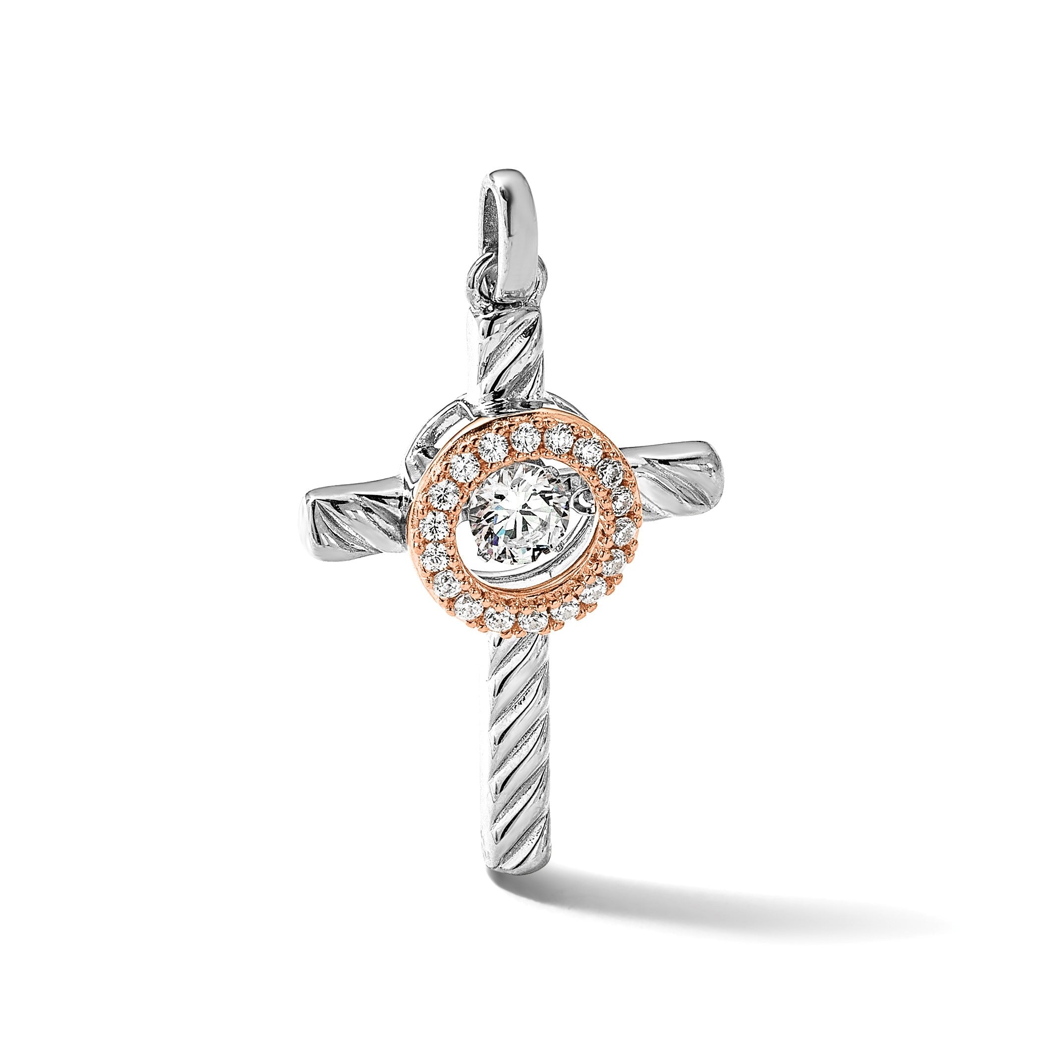 Sterlingsilber Platin-plate Rose & Goldfarben Lebhaft Swar Zirconia Kreuz Pen