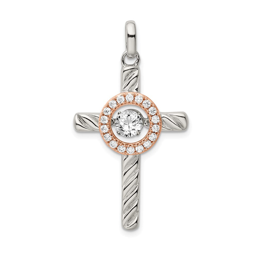 Sterlingsilber Platin-plate Rose & Goldfarben Lebhaft Swar Zirconia Kreuz Pen