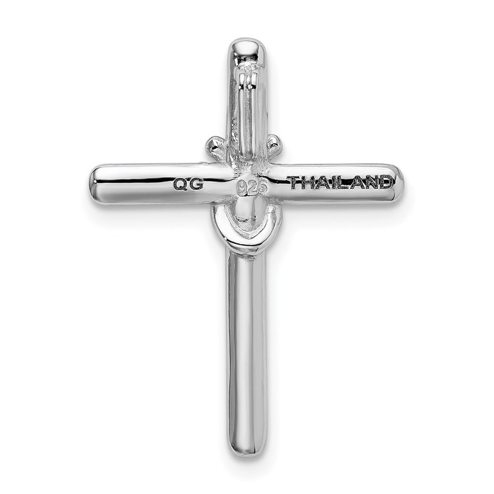 Sterlingsilber Rhodiniert Poliert mit Zirkonia Kreuz Kette Anhänger