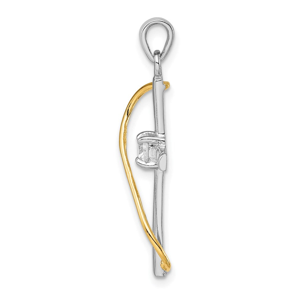 Sterlingsilber Rhodium & Goldfarben Poliert mit Zirkonia Kreuz Anhänger