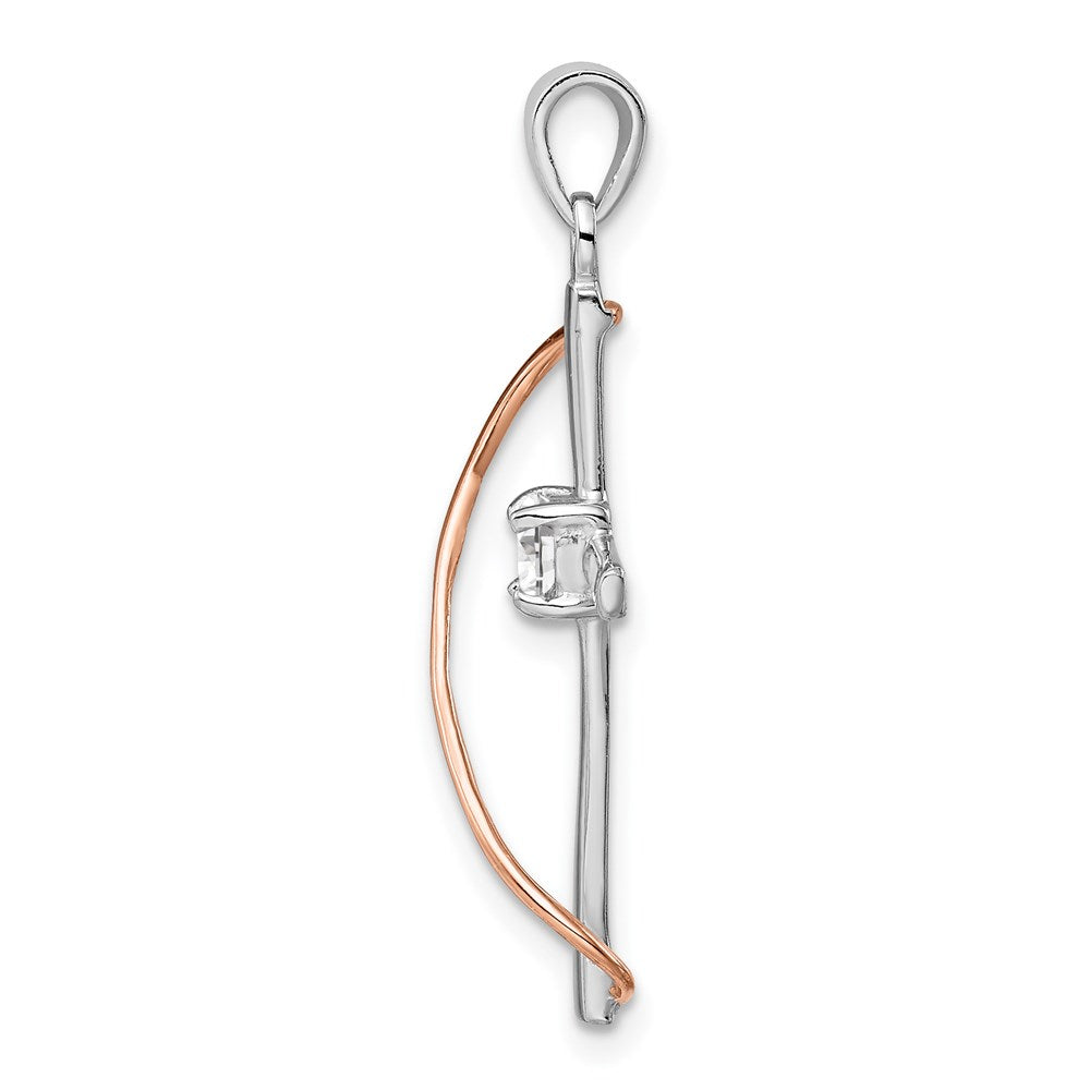 Sterlingsilber Rhodium & Roséfarben Poliert Zirkonia Kreuz Anhänger