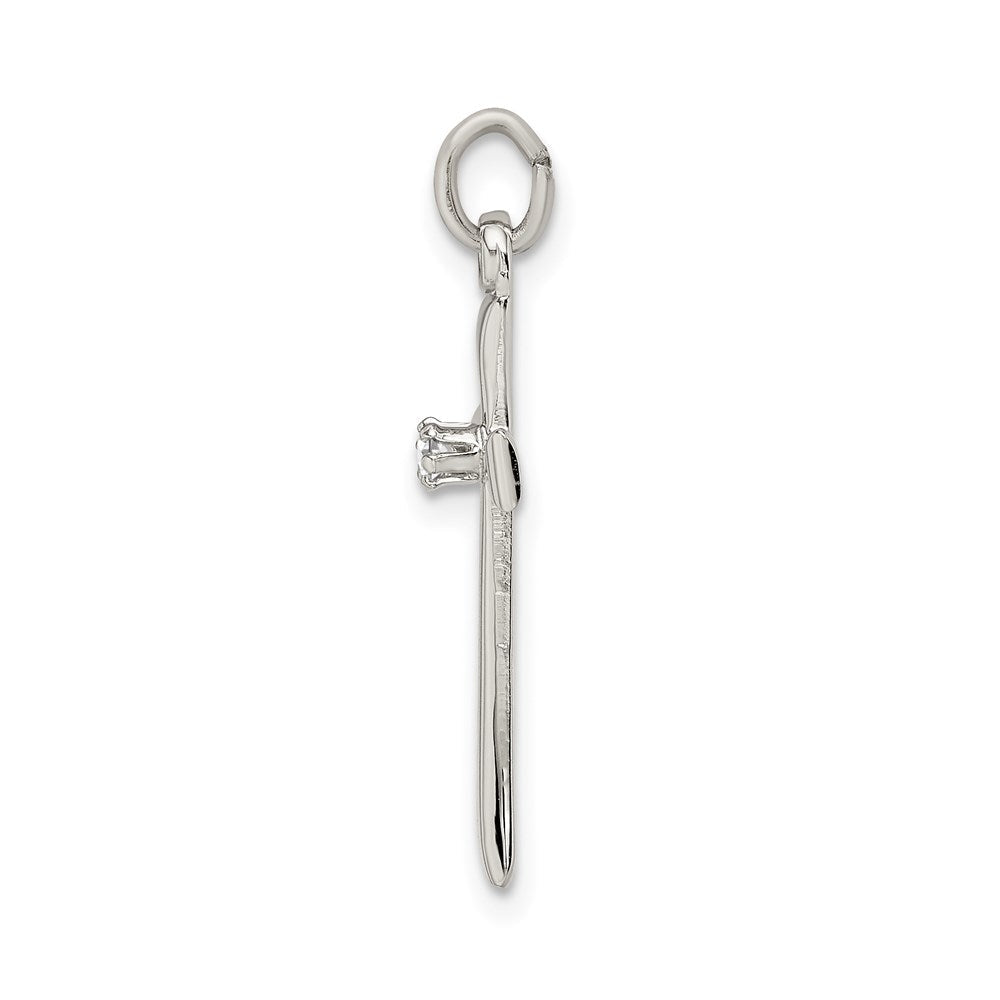 Sterlingsilber Poliert Zirkonia Kreuz Anhänger