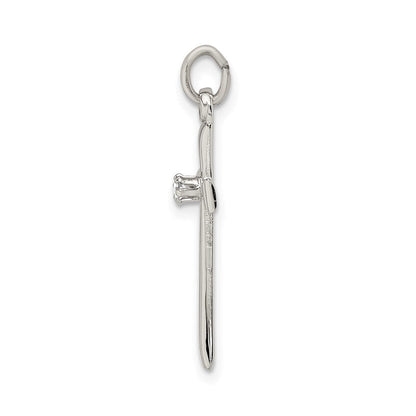 Sterlingsilber Poliert Zirkonia Kreuz Anhänger