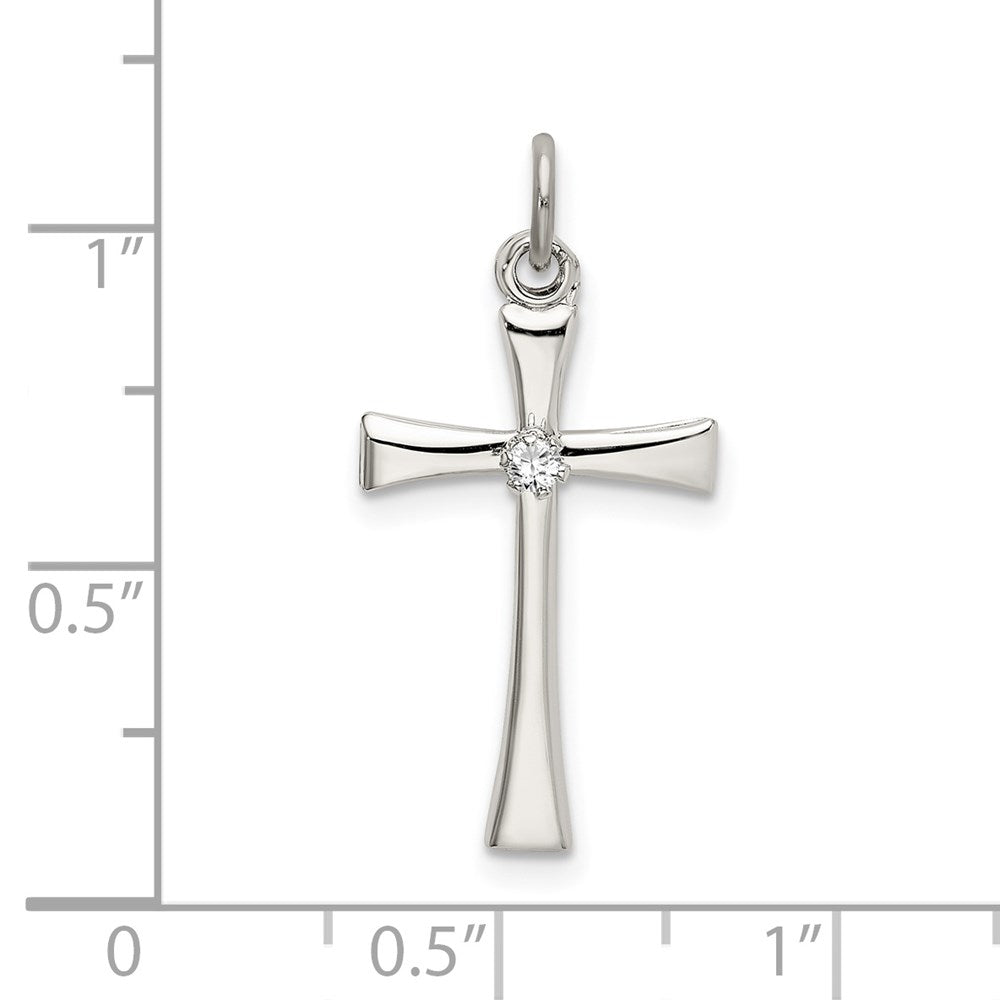 Sterlingsilber Poliert Zirkonia Kreuz Anhänger