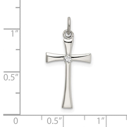 Sterlingsilber Poliert Zirkonia Kreuz Anhänger
