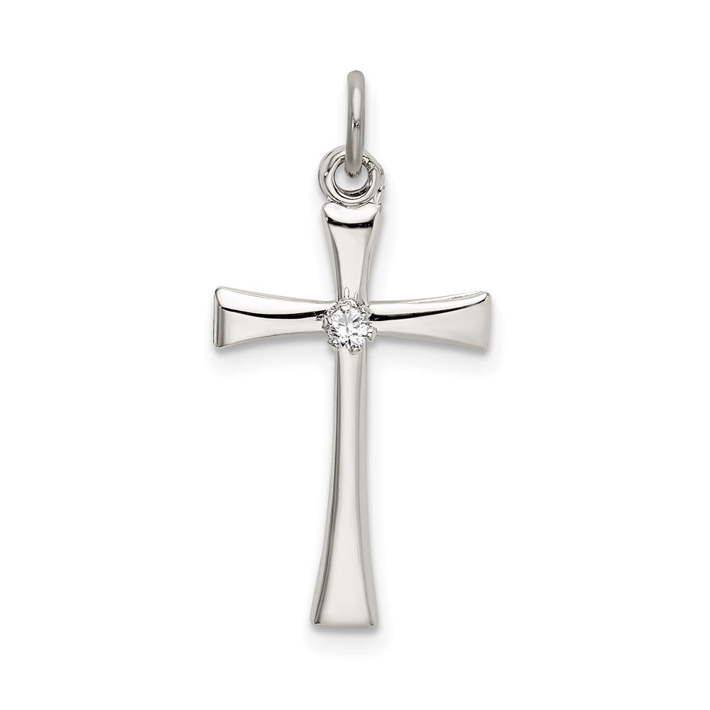 Sterlingsilber Poliert Zirkonia Kreuz Anhänger
