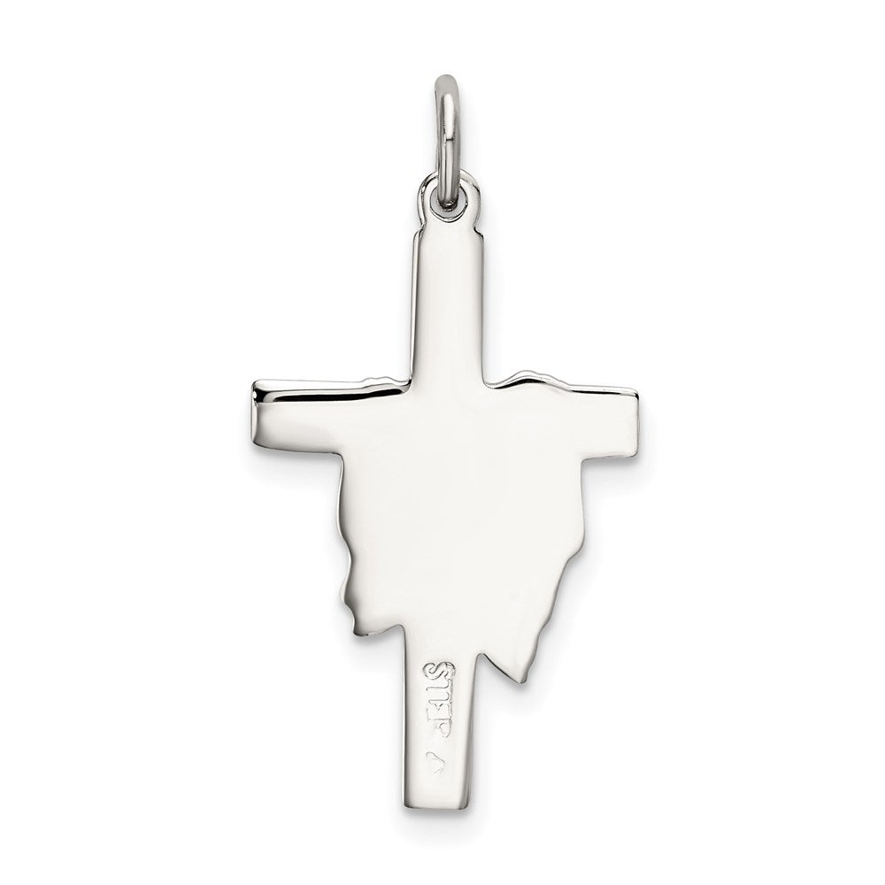 Sterlingsilber Poliert und Satiniert Draped Kreuz Anhänger