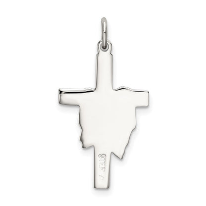Sterlingsilber Poliert und Satiniert Draped Kreuz Anhänger