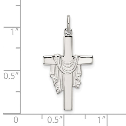 Sterlingsilber Poliert und Satiniert Draped Kreuz Anhänger