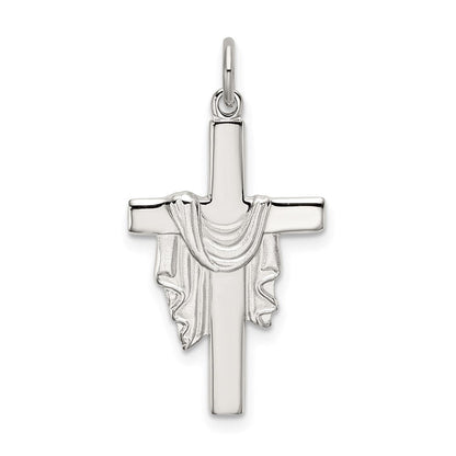 Sterlingsilber Poliert und Satiniert Draped Kreuz Anhänger