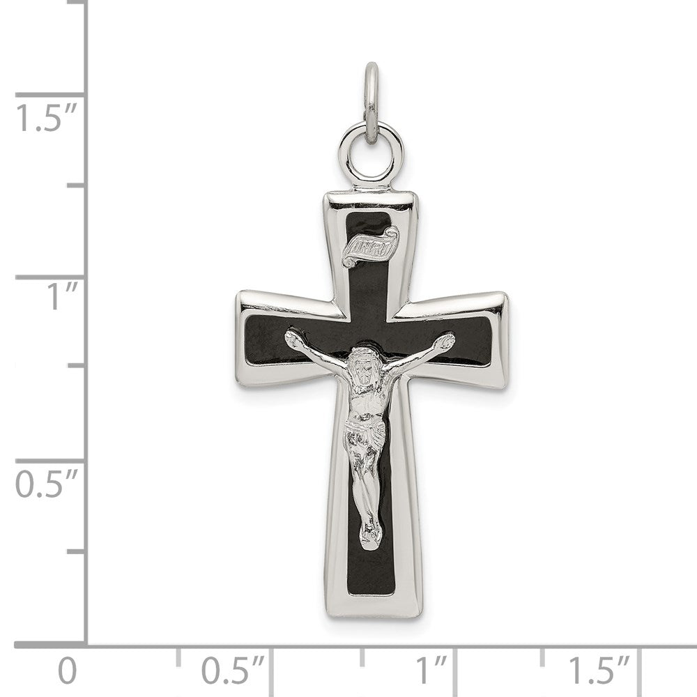 Sterlingsilber Schwarz Epoxid Inri Kruzifix Anhänger