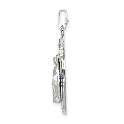 Sterlingsilber Satiniert & Diamantiert Epoxid Kristall Wundertätig Medaille Anhänger