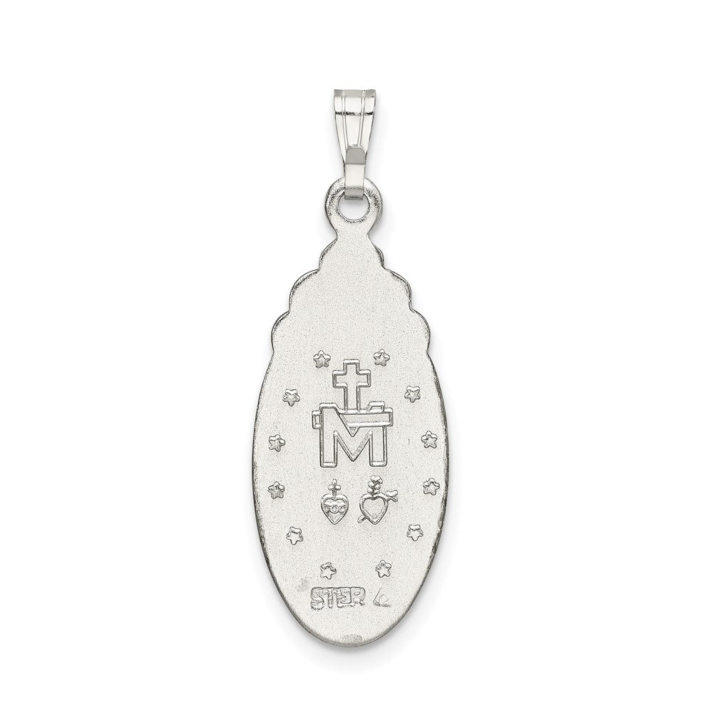 Sterlingsilber Satiniert & Diamantiert Epoxid Kristall Wundertätig Medaille Anhänger
