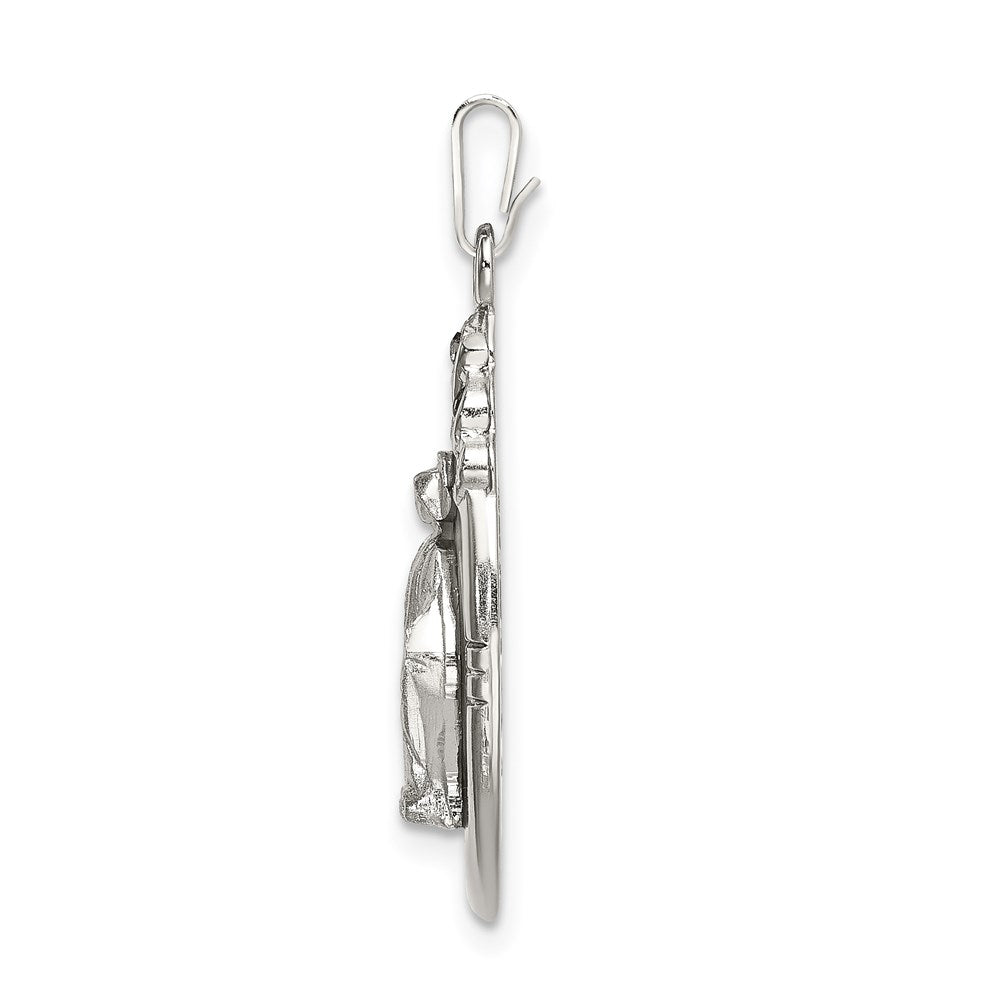 Sterlingsilber Weiß Epoxid & Kristall Wundertätig Medaille Anhänger
