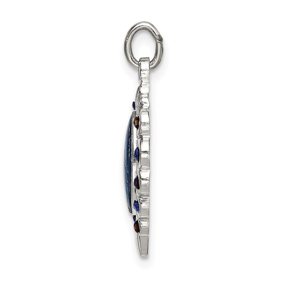 Sterlingsilber Epoxid & Kristall Wundertätig Medaille Herz Anhänger