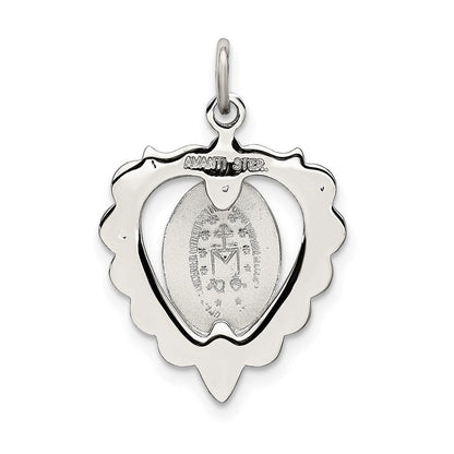 Sterlingsilber Epoxid & Kristall Wundertätig Medaille Herz Anhänger