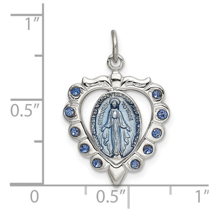 Sterlingsilber Epoxid & Kristall Wundertätig Medaille Herz Anhänger