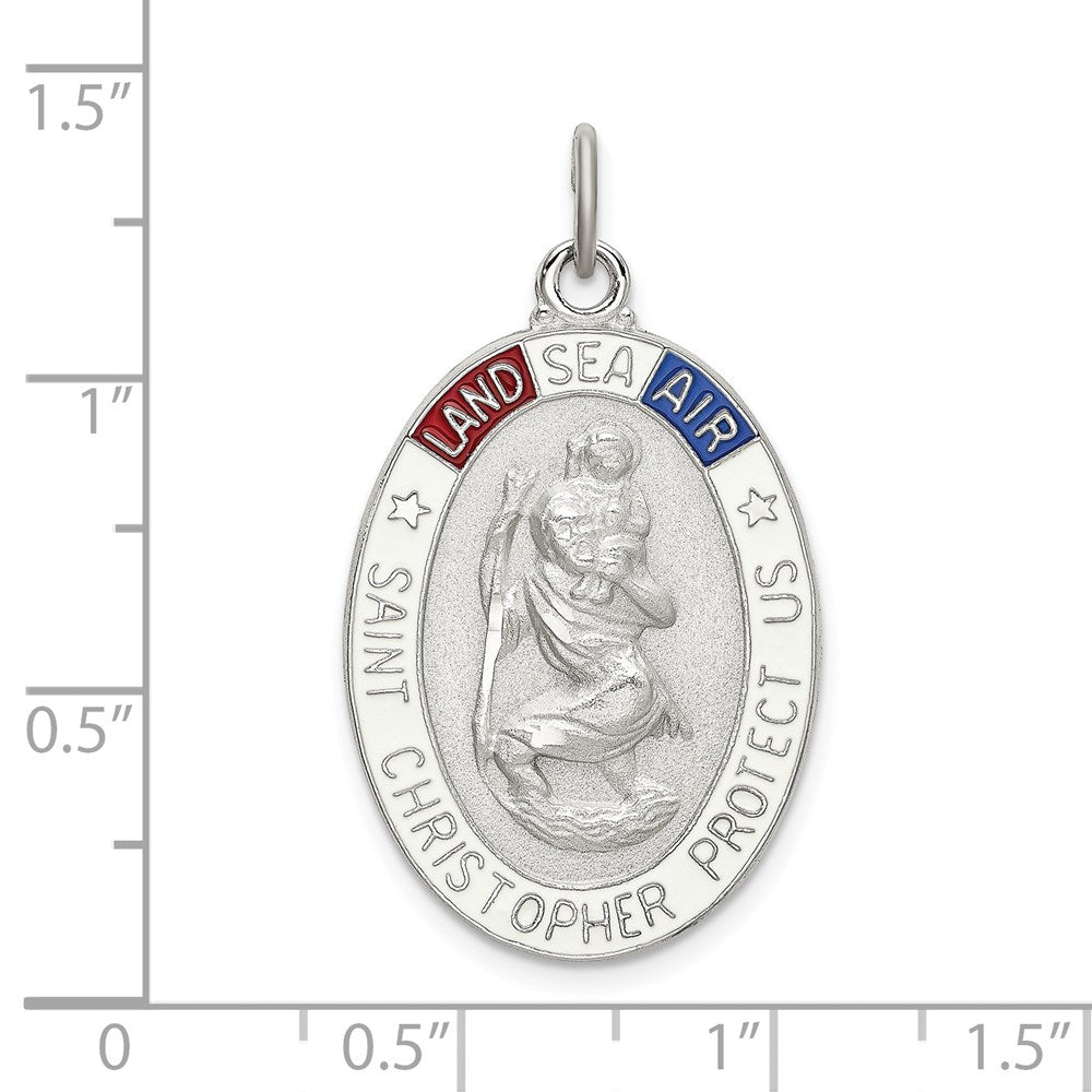 Sterlingsilber Satiniert/polished/diamantiert Emaille St Christopher Medaille