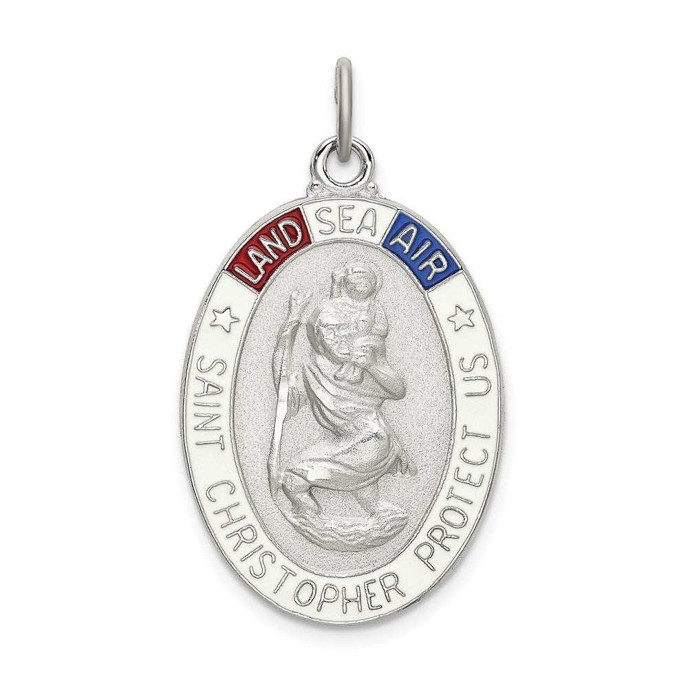 Sterlingsilber Satiniert/polished/diamantiert Emaille St Christopher Medaille