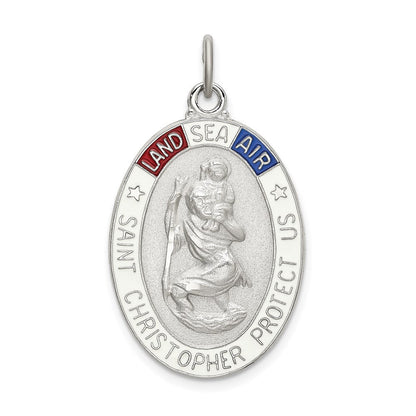 Sterlingsilber Satiniert/polished/diamantiert Emaille St Christopher Medaille