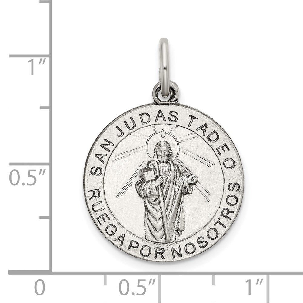 Sterlingsilber Satiniert Antikisiert Spanish St. Jude Thaddeus Medaille Anhänger