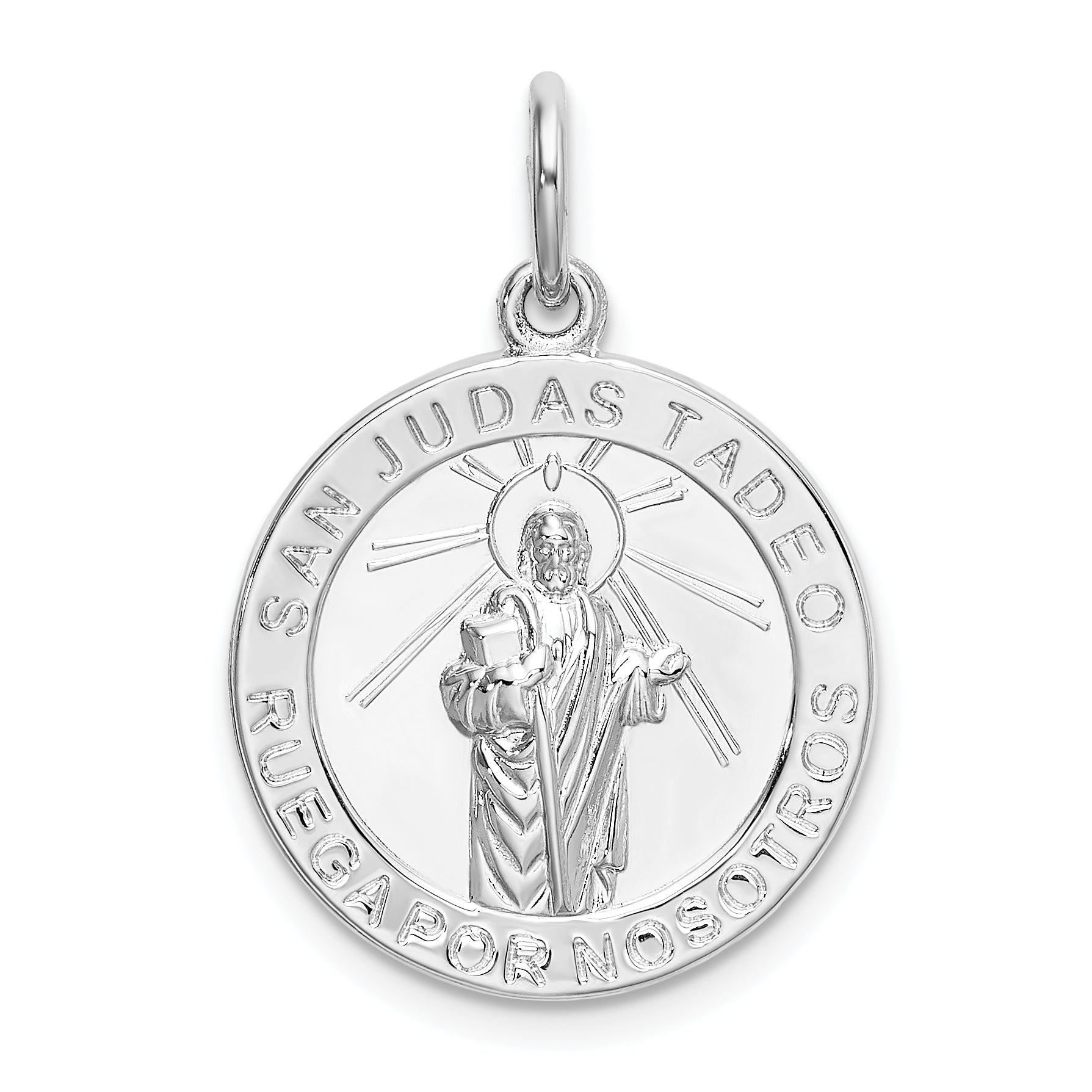 Sterlingsilber Rhodiniert Spanish St. Jude Thaddeus Medaille Anhänger