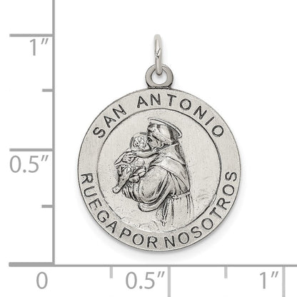 Sterlingsilber Satiniert Antikisiert Spanish St. Anthony Medaille Anhänger