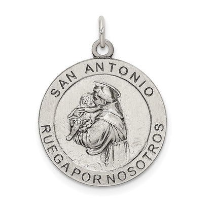 Sterlingsilber Satiniert Antikisiert Spanish St. Anthony Medaille Anhänger