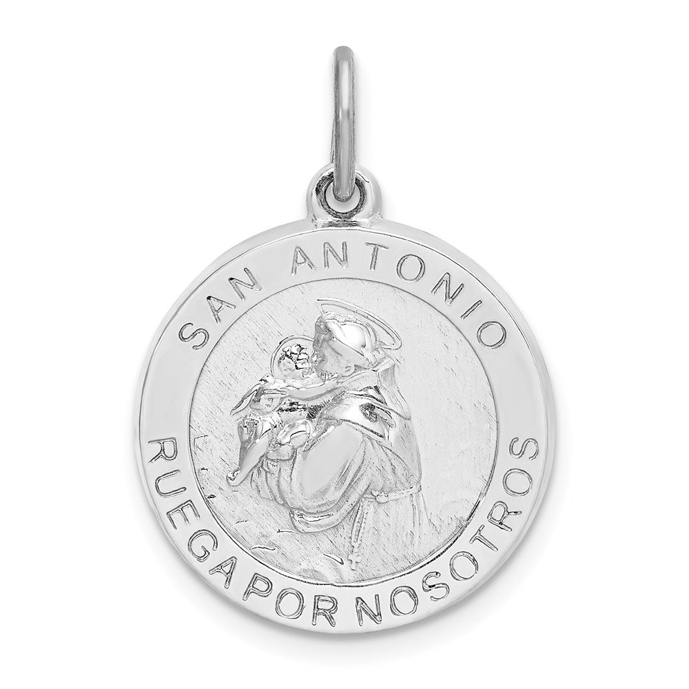 Sterlingsilber Rhodiniert Spanish St. Anthony Medaille Anhänger