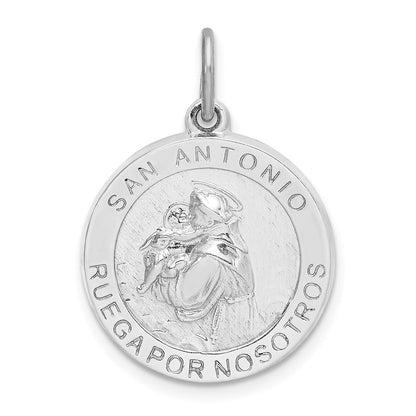 Sterlingsilber Rhodiniert Spanish St. Anthony Medaille Anhänger