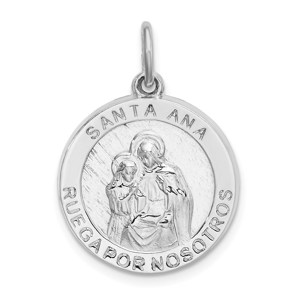 Sterlingsilber Rhodiniert Spanish Saint Anne Medaille Anhänger