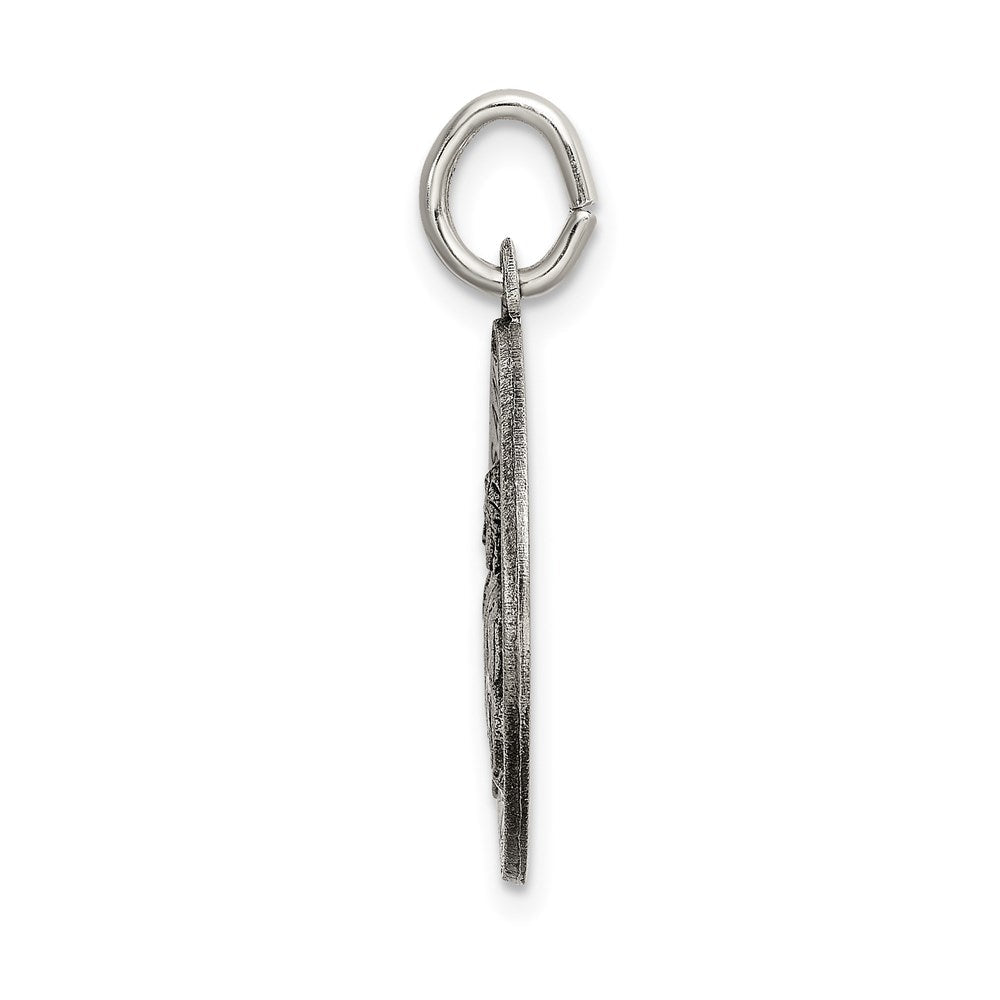 Sterlingsilber Satiniert Antikisiert Spanish St. Gabriel Medaille Anhänger