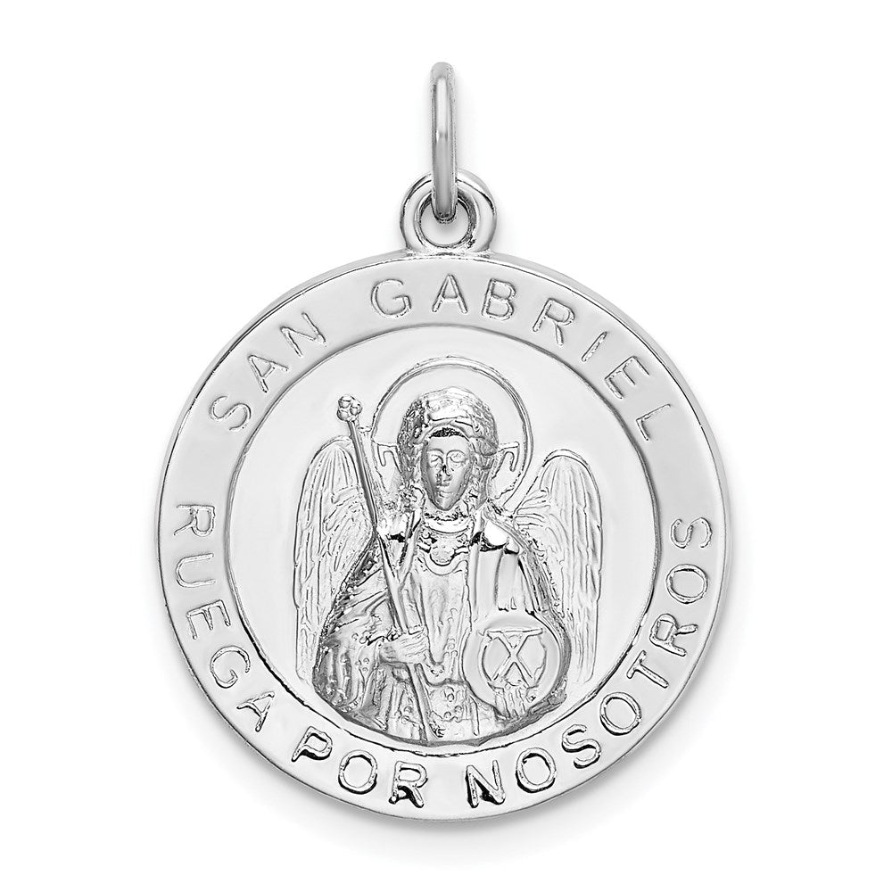 Sterlingsilber Rhodiniert Spanish St. Gabriel Medaille Anhänger