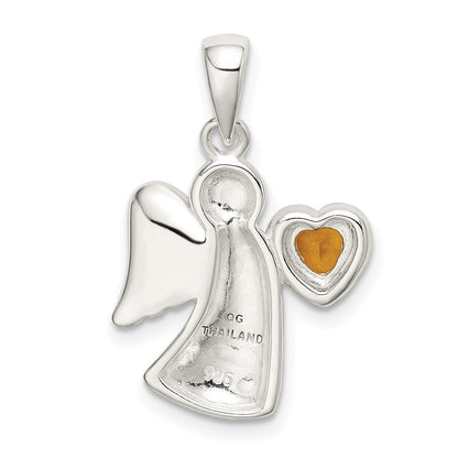 Sterlingsilber Engel mit Gelb Zirkonia Herz Anhänger