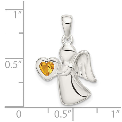 Sterlingsilber Engel mit Gelb Zirkonia Herz Anhänger
