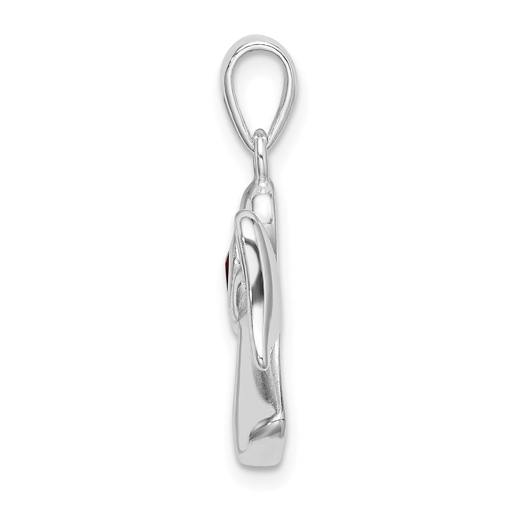 Sterlingsilber Engel mit Rot Zirkonia Herz Anhänger