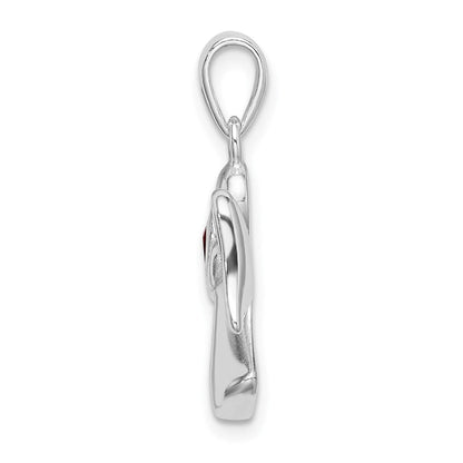 Sterlingsilber Engel mit Rot Zirkonia Herz Anhänger