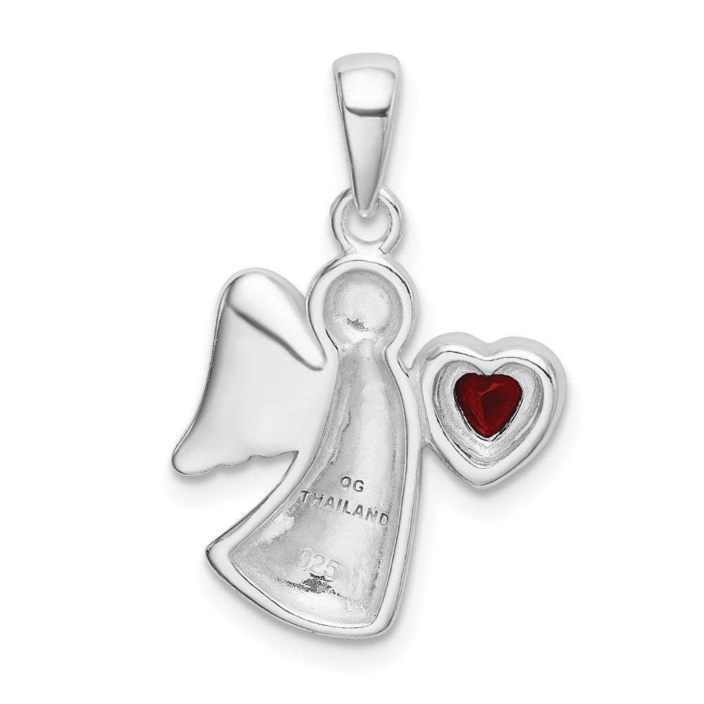 Sterlingsilber Engel mit Rot Zirkonia Herz Anhänger