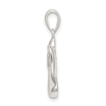 Sterlingsilber Engel mit Dunkel Rot Zirkonia Herz Anhänger