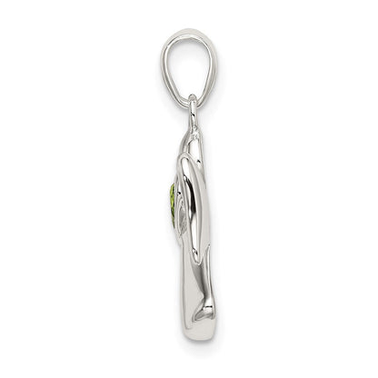 Sterlingsilber Engel mit Licht Grün Zirkonia Herz Anhänger